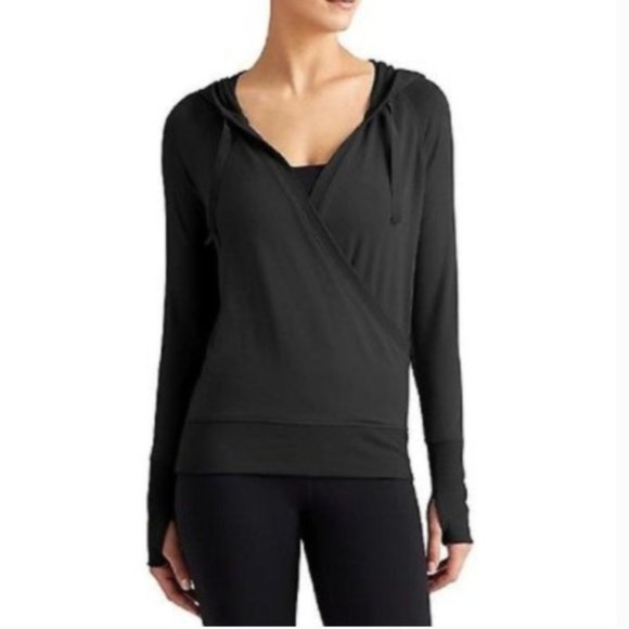 Athleta Tops - Athleta Inner Twist Wrap Pullover Hoodie in Black